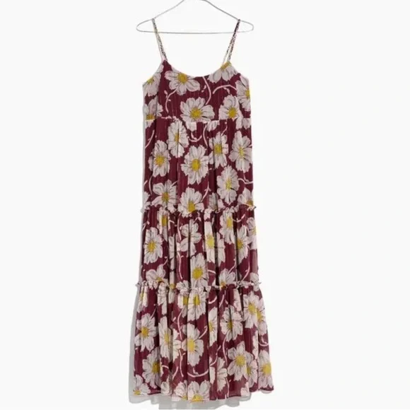 Madewell Maroon and White Floral Maxi Dress NWT - Picture 5 of 8